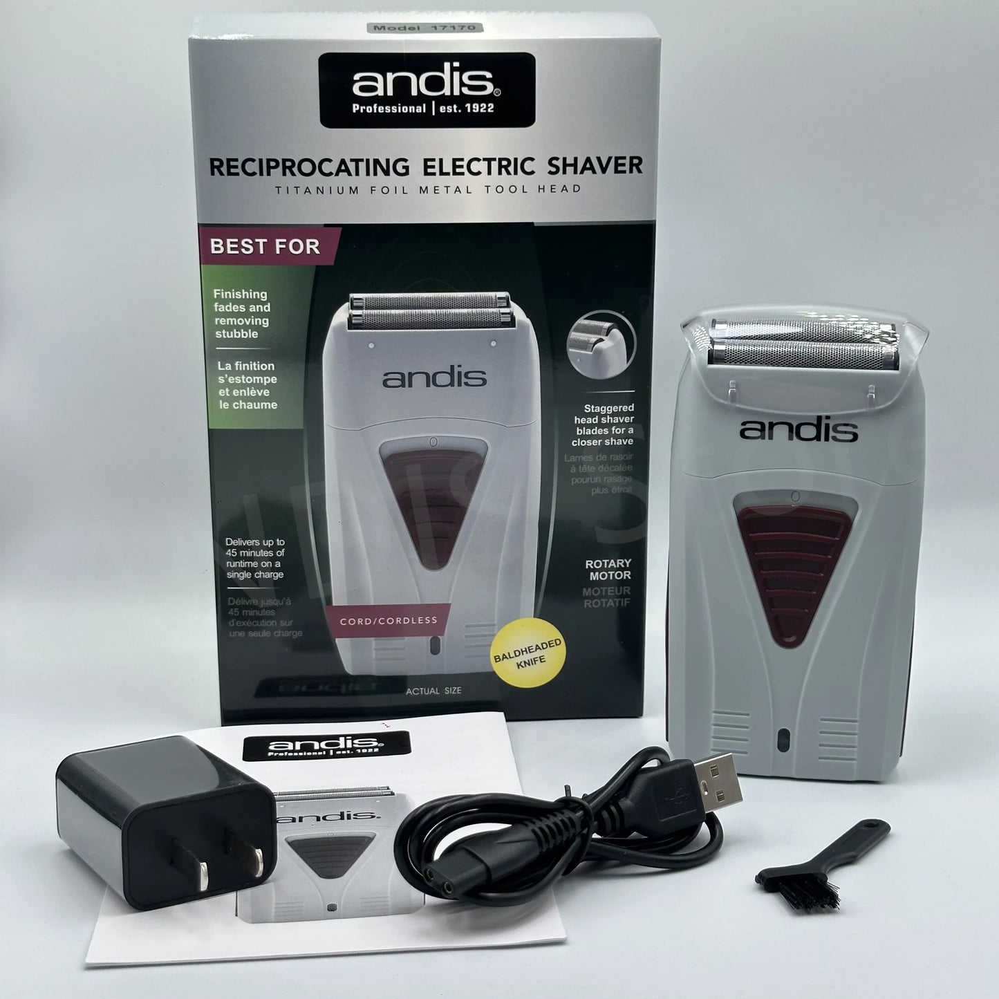 Andis Foil Lithium Titanium Cordless Shaver – Smooth Shaving Razor with Charger for Men, Bald Hair Clipper