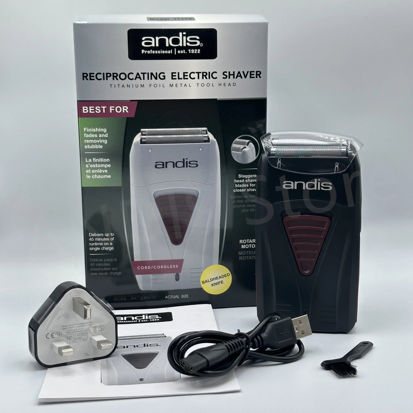 Andis Foil Lithium Titanium Cordless Shaver – Smooth Shaving Razor with Charger for Men, Bald Hair Clipper
