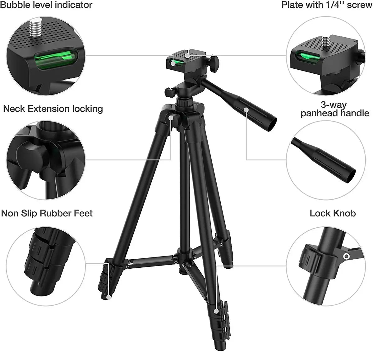 Tripod for Phone & Camera – Video Recording, Bluetooth Remote, Universal Camera & Smartphone Holder for Photography & Vlogging