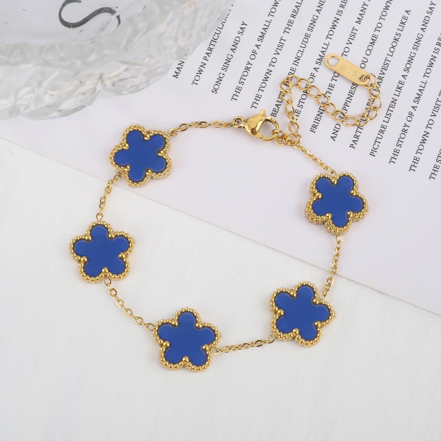 Classic Luxury Stainless Steel Bracelet β Adjustable Five-Flower Clover Design for Women, Fashion Jewelry