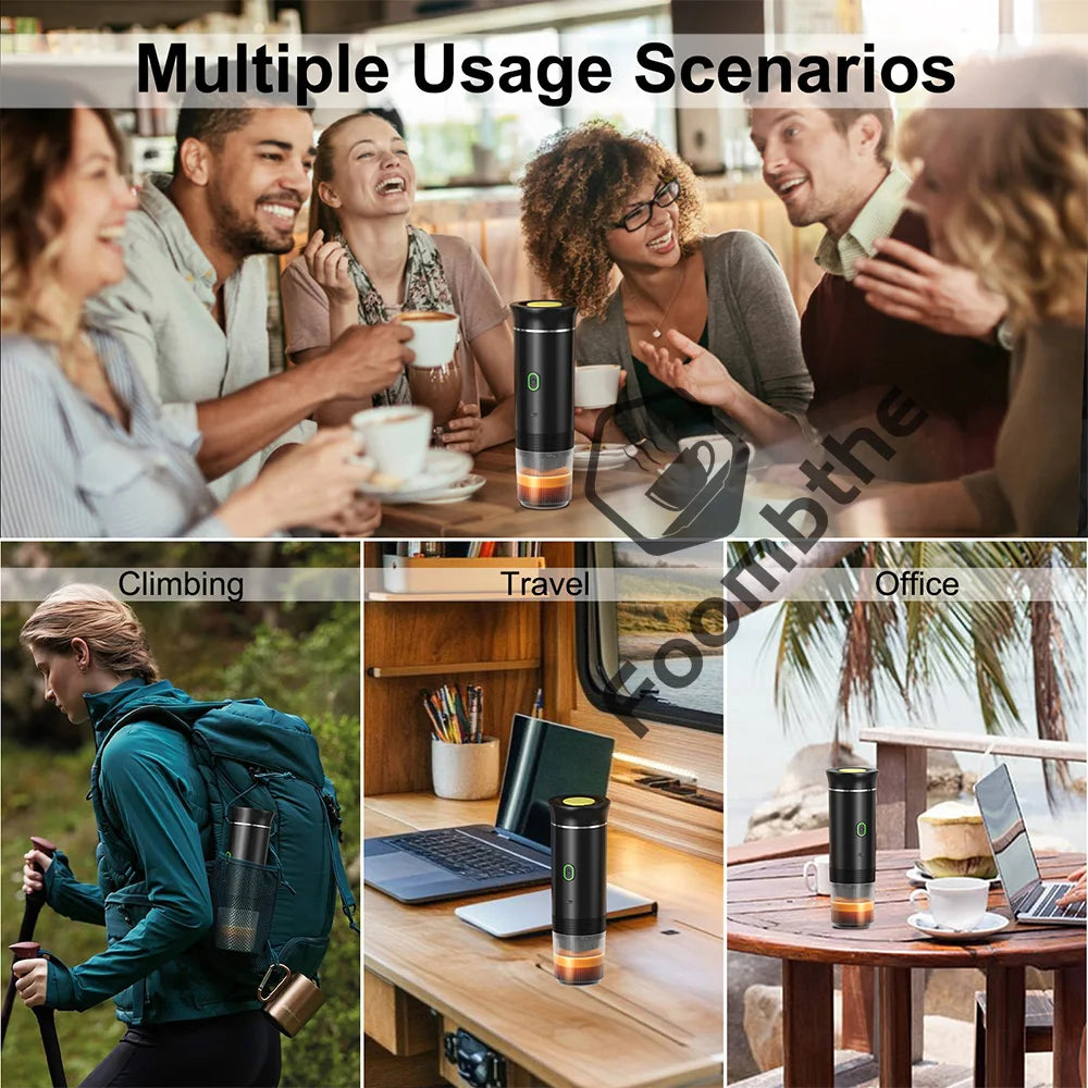Wireless Portable Espresso Machine – 3-in-1 Coffee Maker for Car, Home & Camping, Compatible with Capsules & Powder