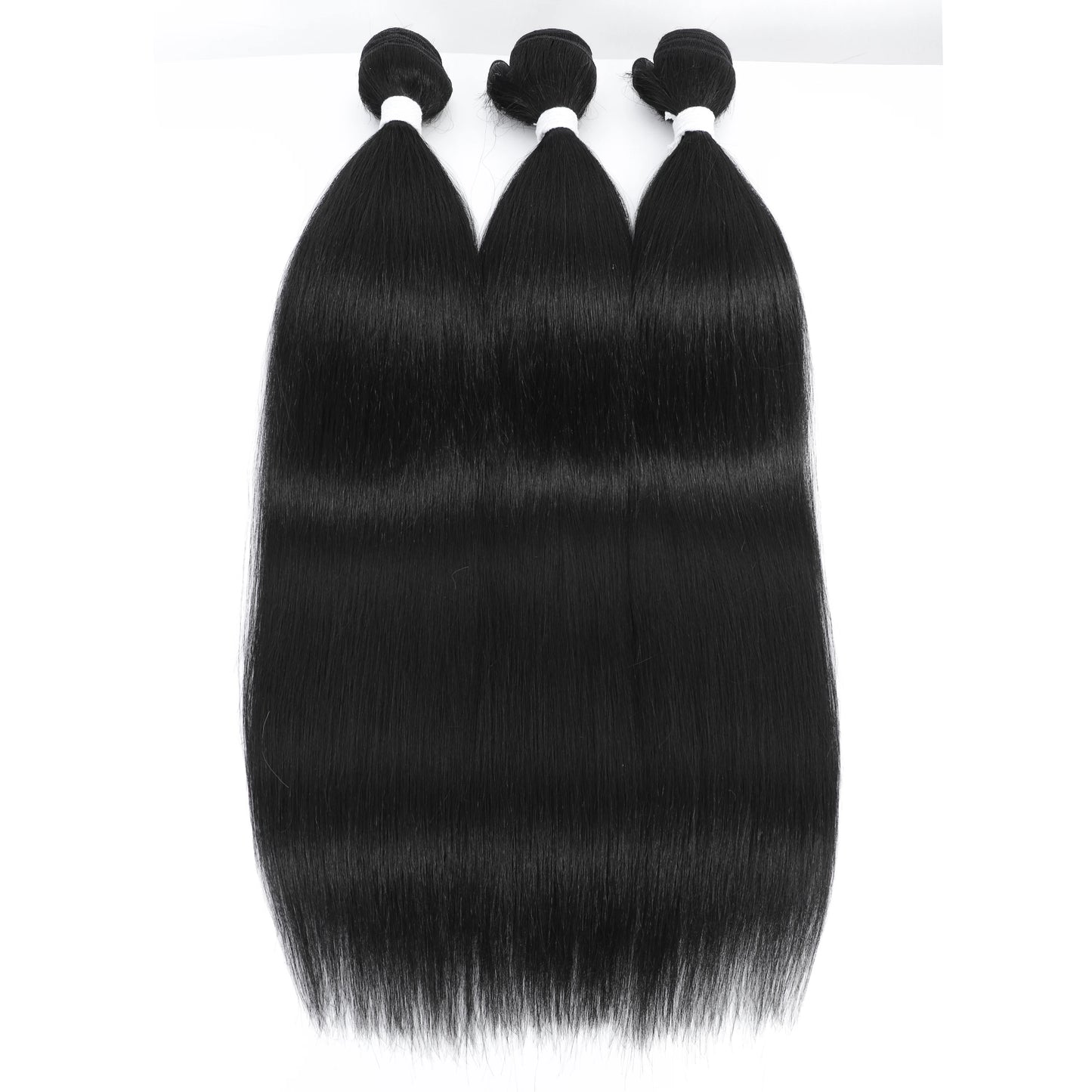 Bone Straight Hair Bundles – Synthetic Yaki Straight Extensions, Full-End Long Ponytail Weaving for Women