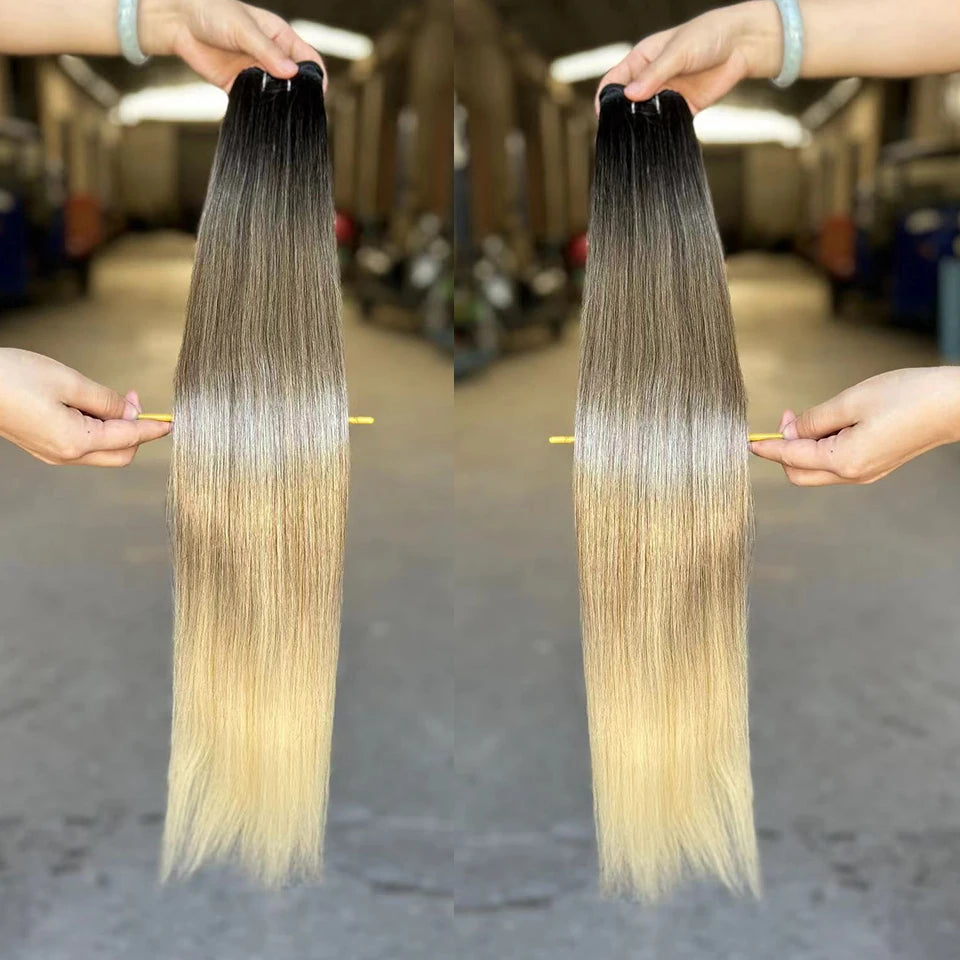 Bone Straight Hair Bundles – Synthetic Yaki Straight Extensions, Full-End Long Ponytail Weaving for Women