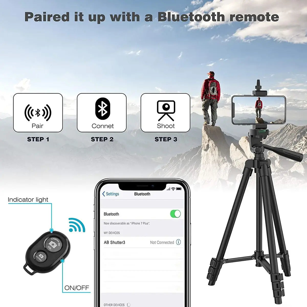 Tripod for Phone & Camera – Video Recording, Bluetooth Remote, Universal Camera & Smartphone Holder for Photography & Vlogging