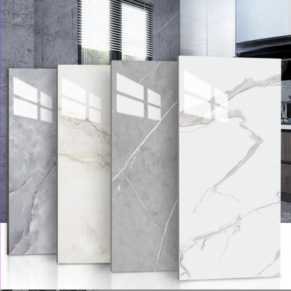 10–20pcs Marble PVC Floor Tiles – 30x60cm Self-Adhesive, Waterproof Peel & Stick Wall Stickers for Kitchen, Bathroom & Home Décor