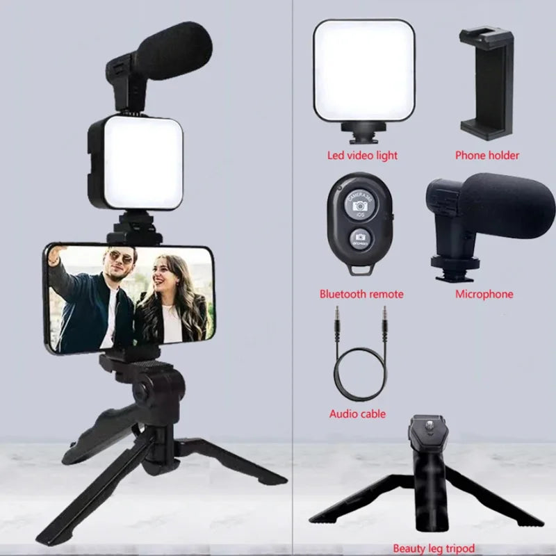 Phone Vlogging Kit with Tripod, LED Light & Mic β Starter Pack for TikTok, YouTube, Live Streaming & Content Creation