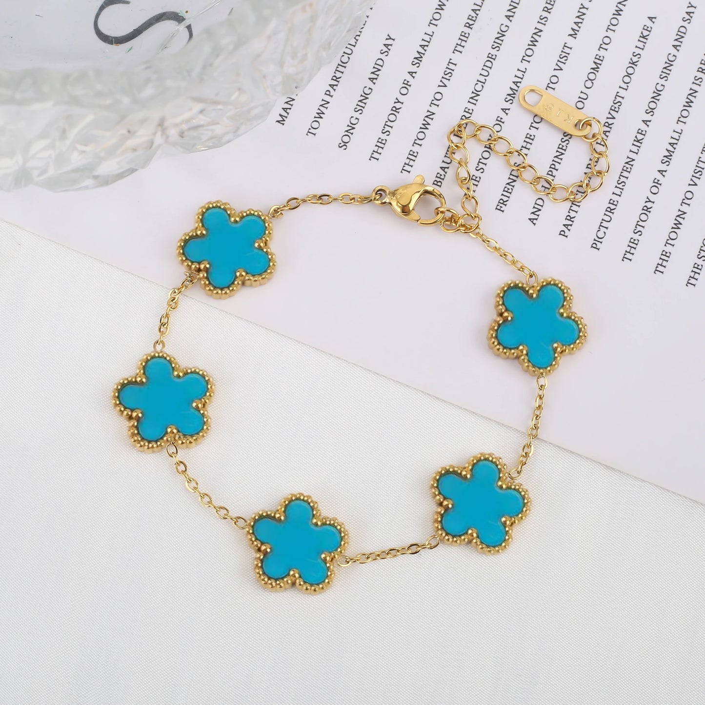 Classic Luxury Stainless Steel Bracelet β Adjustable Five-Flower Clover Design for Women, Fashion Jewelry