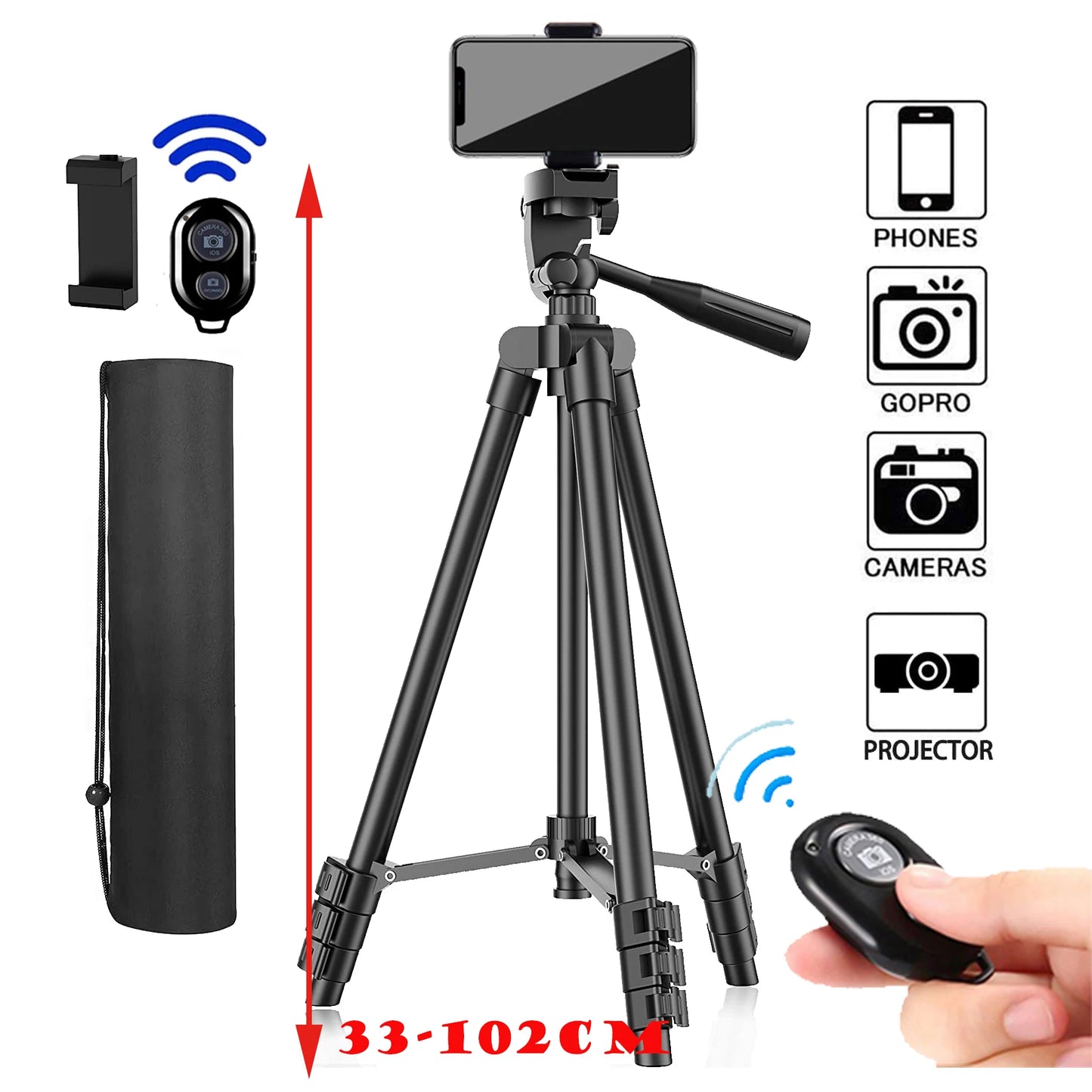 Tripod for Phone & Camera – Video Recording, Bluetooth Remote, Universal Camera & Smartphone Holder for Photography & Vlogging