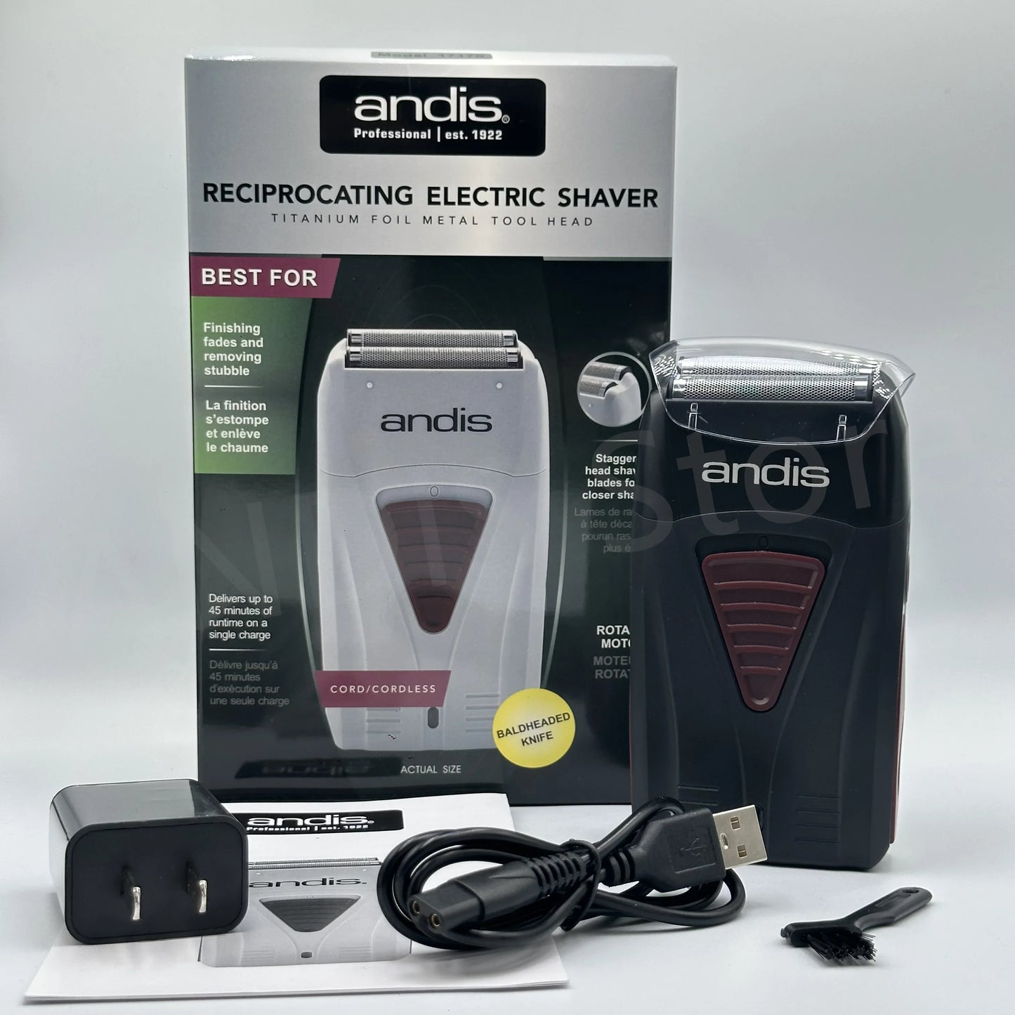 Andis Foil Lithium Titanium Cordless Shaver – Smooth Shaving Razor with Charger for Men, Bald Hair Clipper