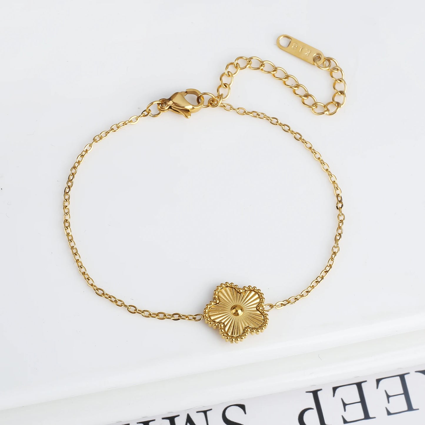 Classic Luxury Stainless Steel Bracelet β Adjustable Five-Flower Clover Design for Women, Fashion Jewelry