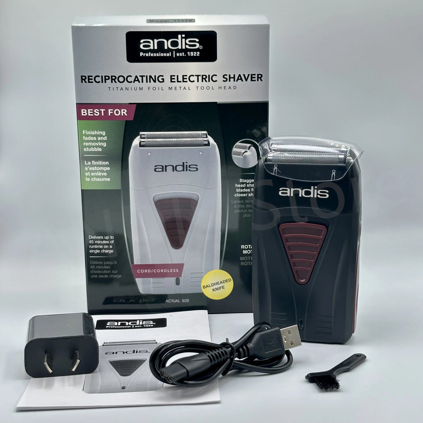 Andis Foil Lithium Titanium Cordless Shaver – Smooth Shaving Razor with Charger for Men, Bald Hair Clipper