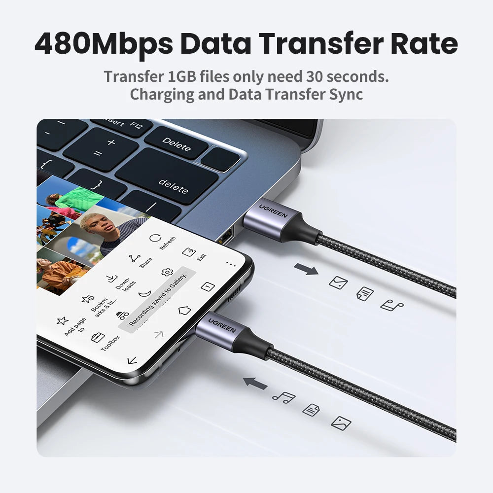 UGREEN USB to Type-C Charger Cable β Fast Charging & Data Transfer for iPhone, Samsung, Xiaomi, iPad & More