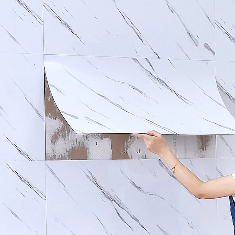 10–20pcs Marble PVC Floor Tiles – 30x60cm Self-Adhesive, Waterproof Peel & Stick Wall Stickers for Kitchen, Bathroom & Home Décor