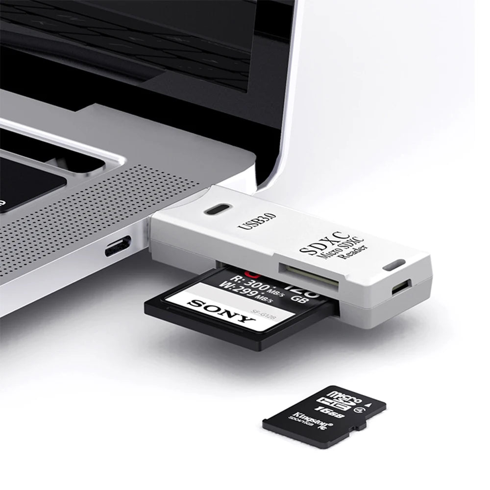 USB 2.0/3.0 Card Reader 2-in-1 – High-Speed TF/Micro SD Memory Card Adapter for Laptop & PC