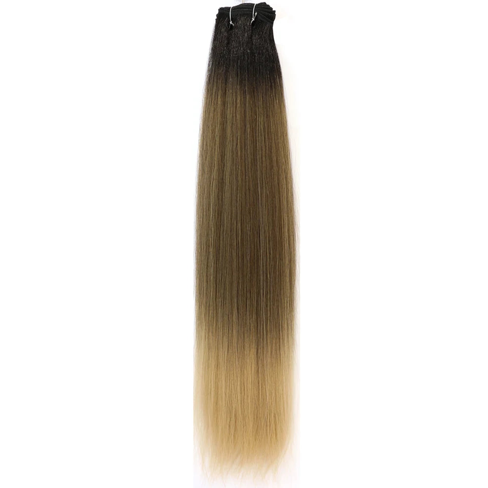 Bone Straight Hair Bundles – Synthetic Yaki Straight Extensions, Full-End Long Ponytail Weaving for Women