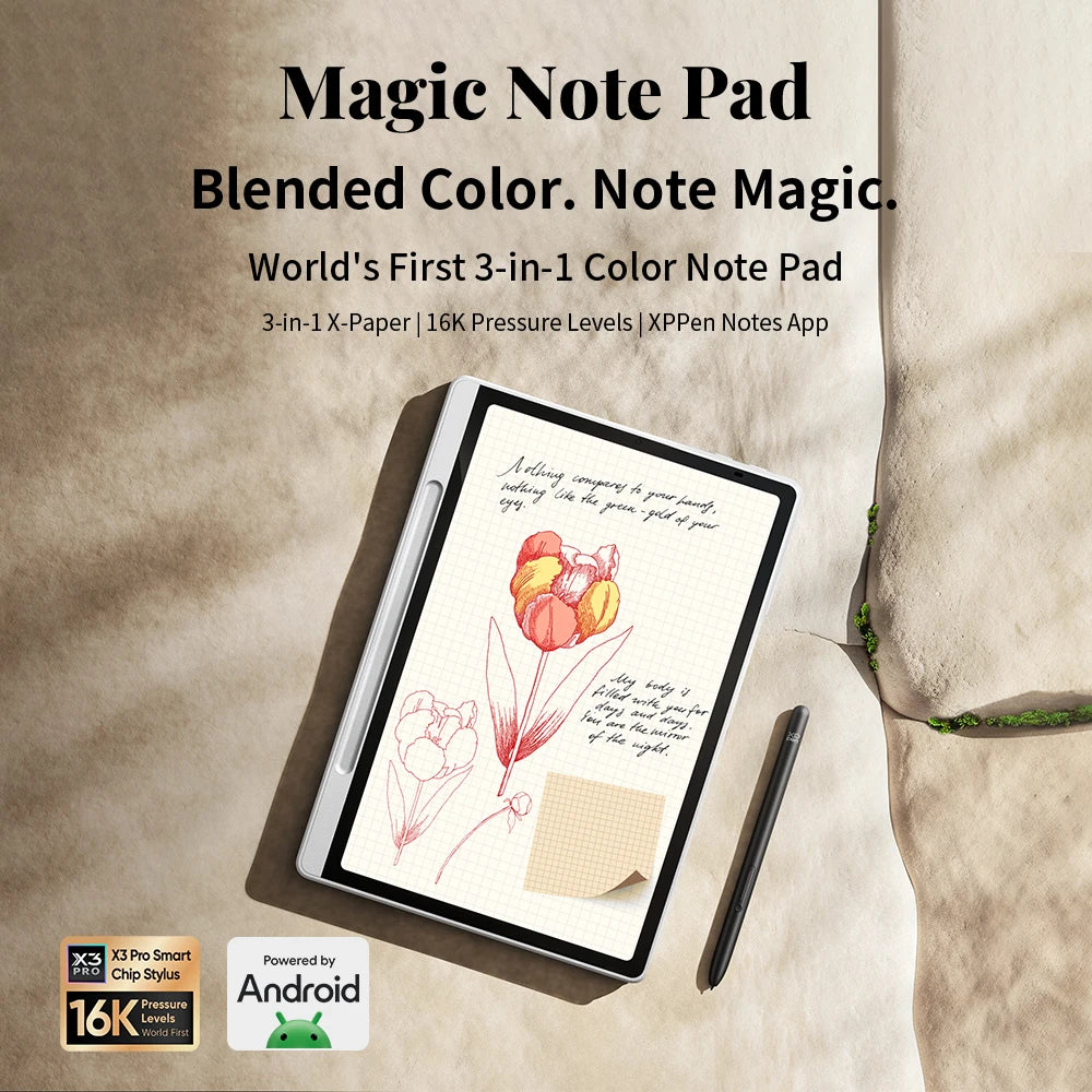 XPPen 14” Android Magic Note Pad – Digital Notebook, Graphic Tablet & E-Book Reader with 3-in-1 Color Ink Paper