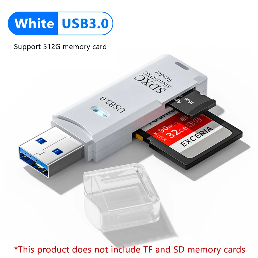 USB 2.0/3.0 Card Reader 2-in-1 – High-Speed TF/Micro SD Memory Card Adapter for Laptop & PC