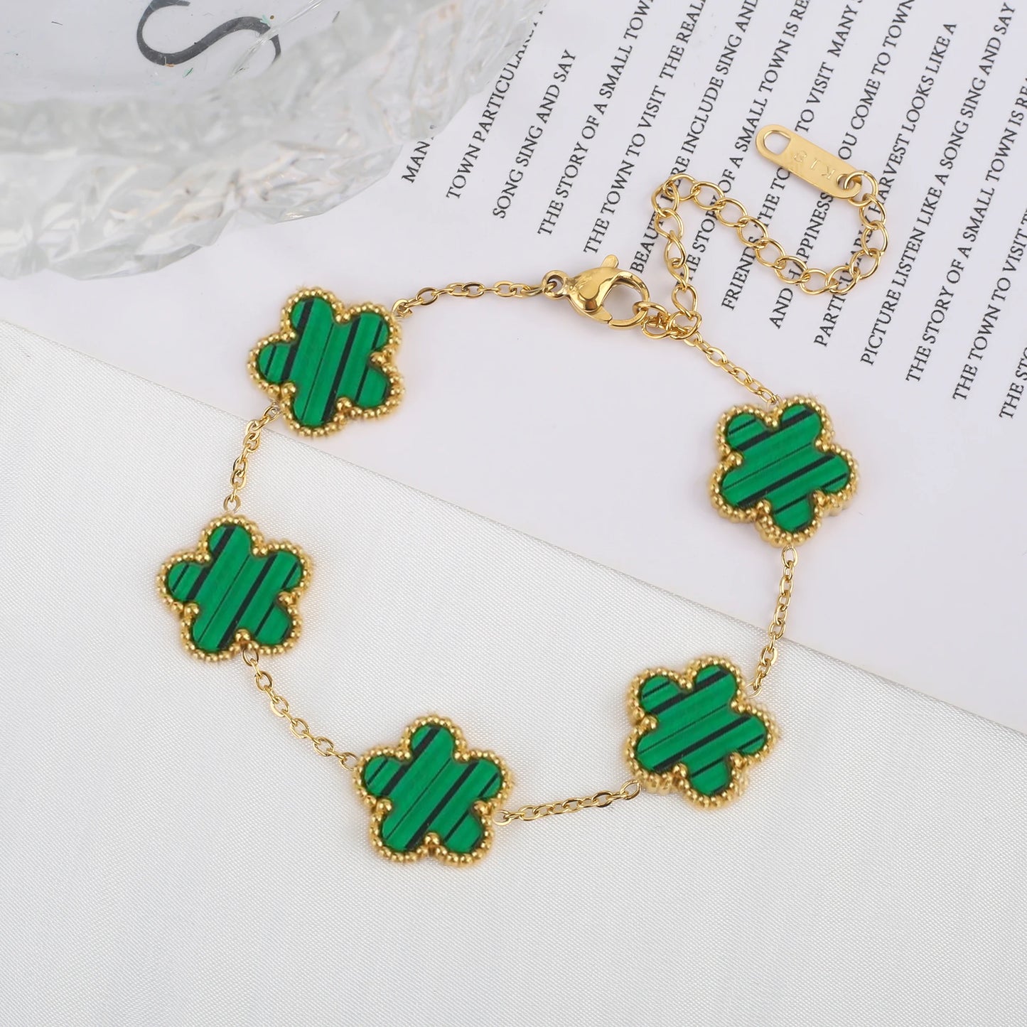Classic Luxury Stainless Steel Bracelet β Adjustable Five-Flower Clover Design for Women, Fashion Jewelry
