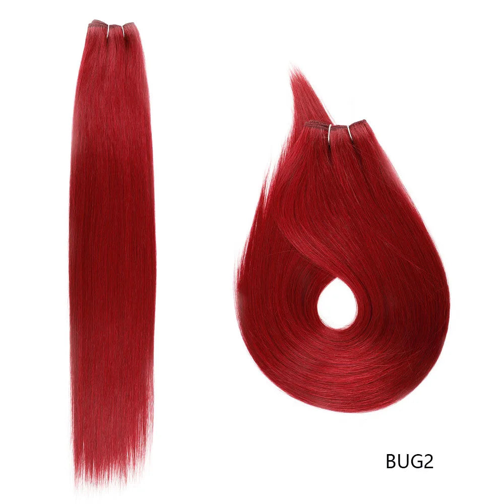 Bone Straight Hair Bundles – Synthetic Yaki Straight Extensions, Full-End Long Ponytail Weaving for Women