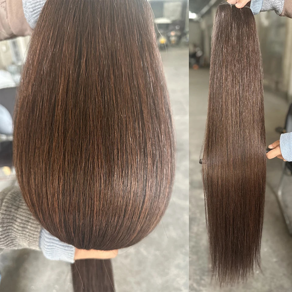 Bone Straight Hair Bundles – Synthetic Yaki Straight Extensions, Full-End Long Ponytail Weaving for Women