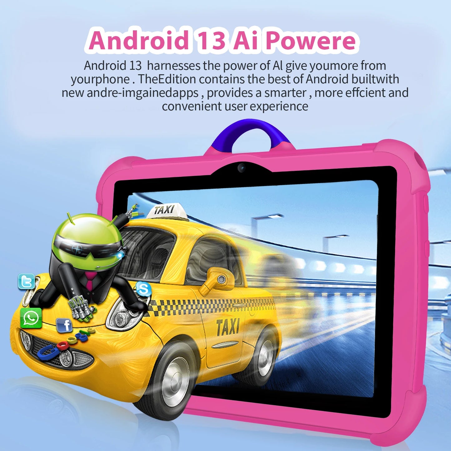 Kids Tablet 7-Inch Android – Quad-Core, 4GB RAM 64GB ROM, Educational Games & Learning Apps, Cartoon Design, Parental Control & Entertainment