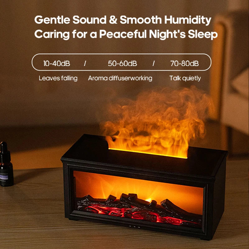 Kinscoter Mini Fireplace Aroma Diffuser – Colorful Flame, 280ml Waterless Humidifier with Auto-Off, Timer & Remote Control