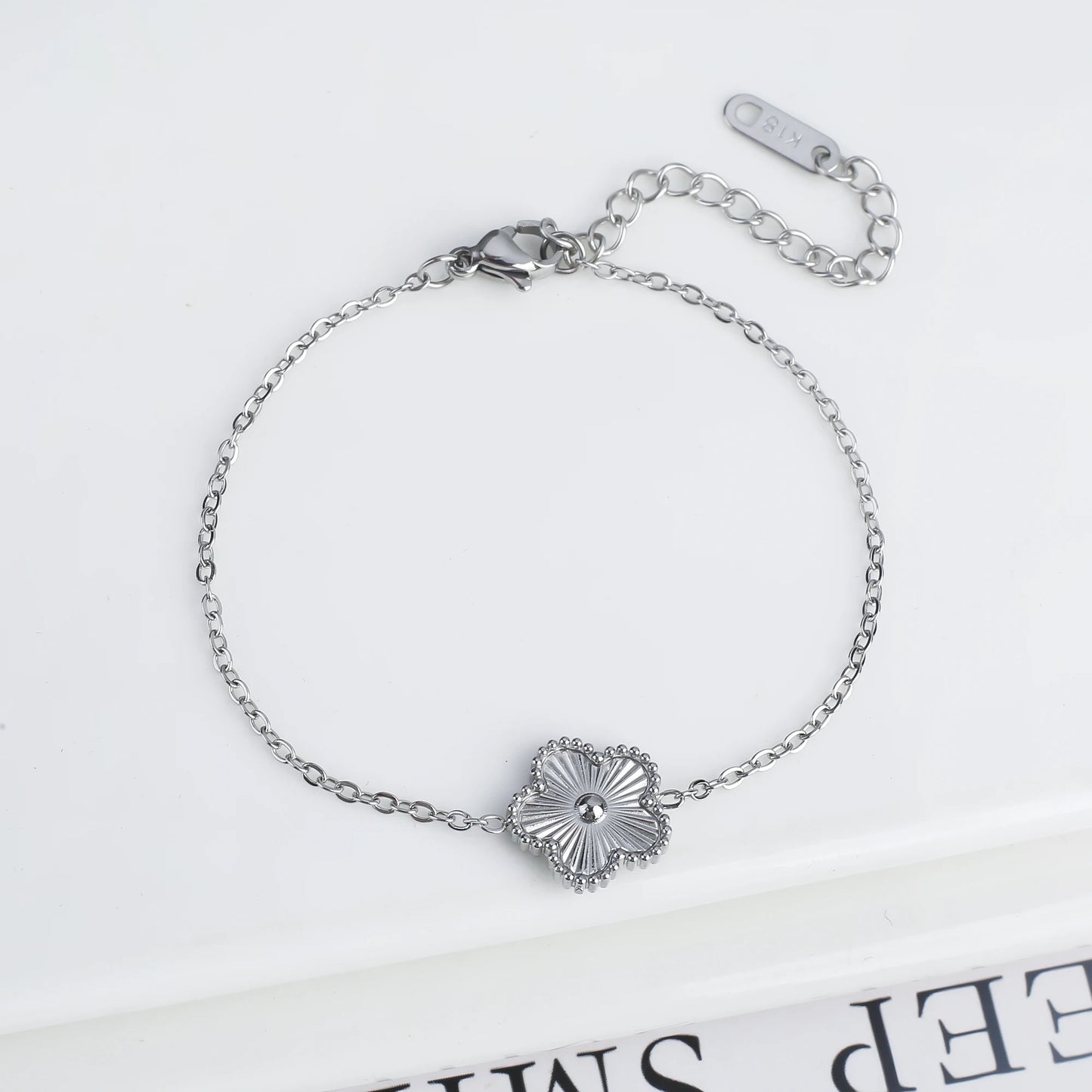 Classic Luxury Stainless Steel Bracelet β Adjustable Five-Flower Clover Design for Women, Fashion Jewelry
