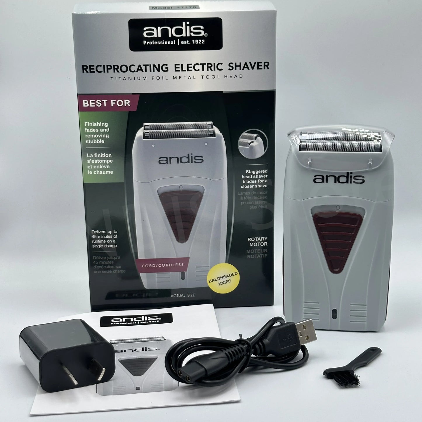 Andis Foil Lithium Titanium Cordless Shaver – Smooth Shaving Razor with Charger for Men, Bald Hair Clipper
