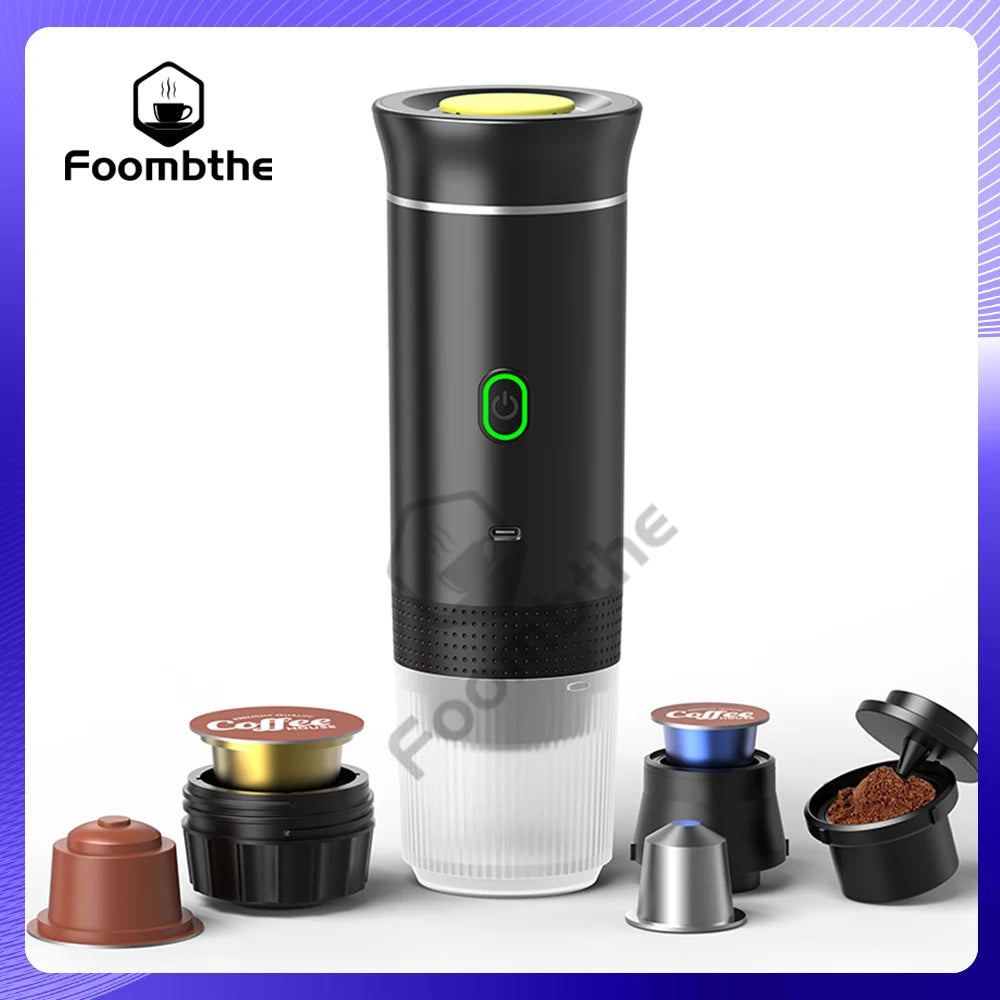 Wireless Portable Espresso Machine – 3-in-1 Coffee Maker for Car, Home & Camping, Compatible with Capsules & Powder