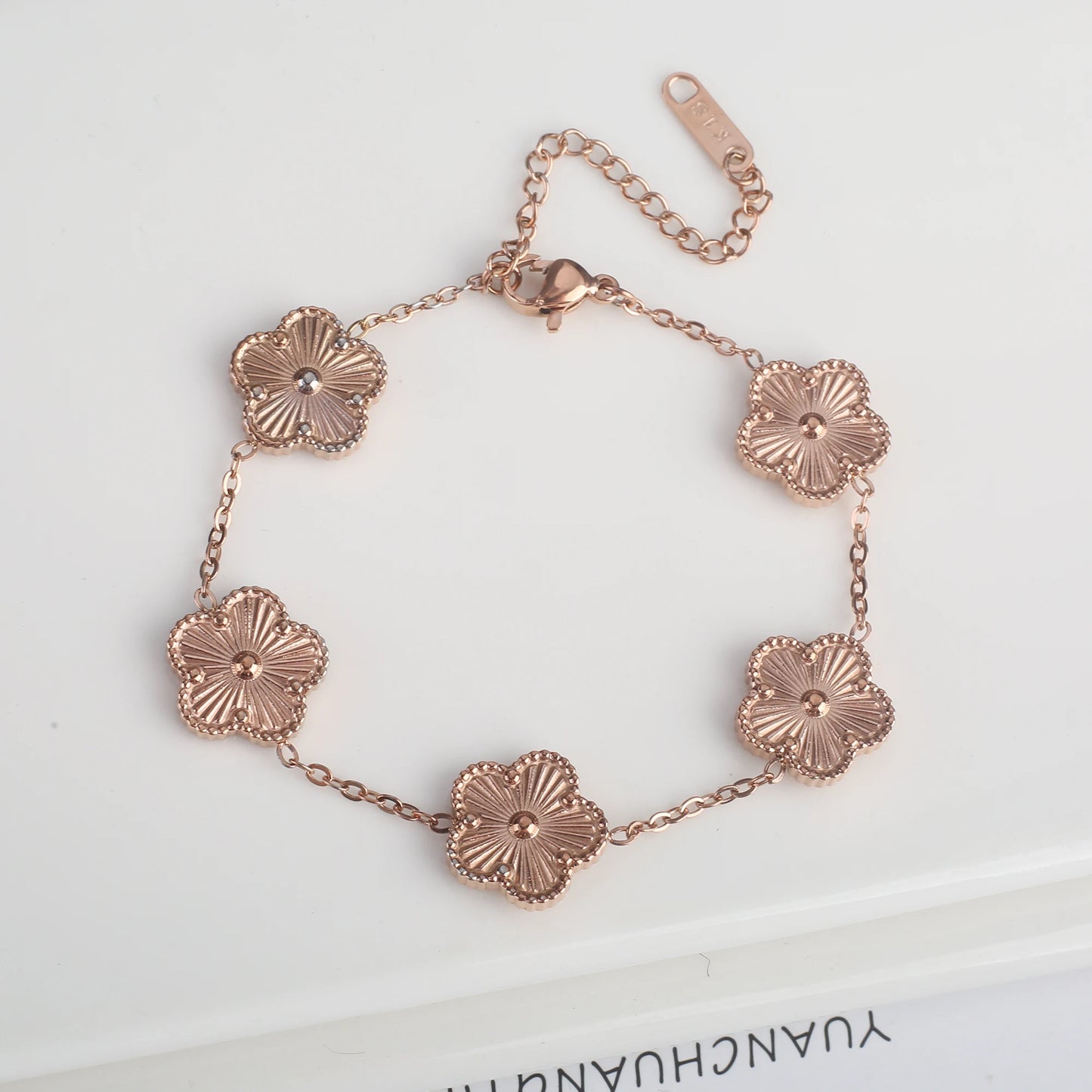 Classic Luxury Stainless Steel Bracelet β Adjustable Five-Flower Clover Design for Women, Fashion Jewelry