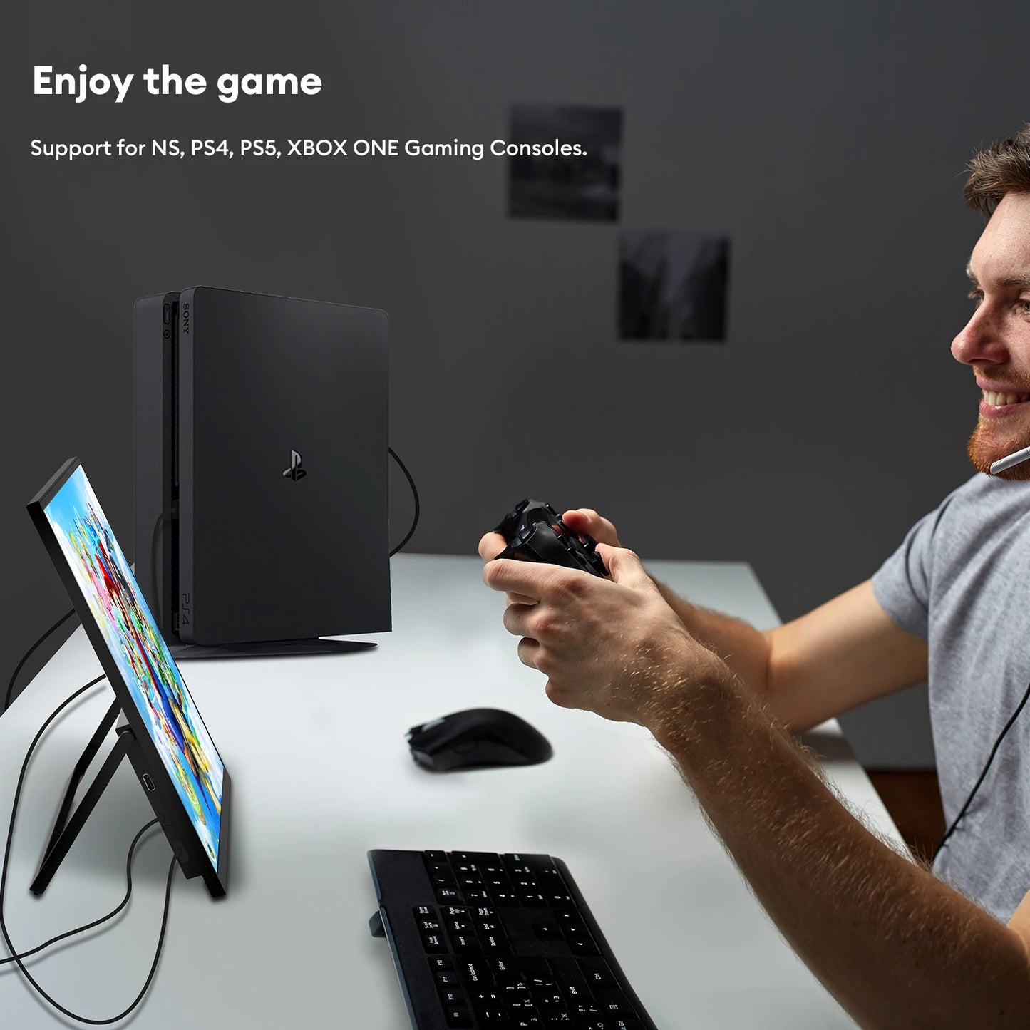 ZEUSLAP 15.6" Portable Monitor – FHD 100% sRGB, 300 Nits, Ultra-Thin Display with Back Stand for Laptop, Phone & Gaming