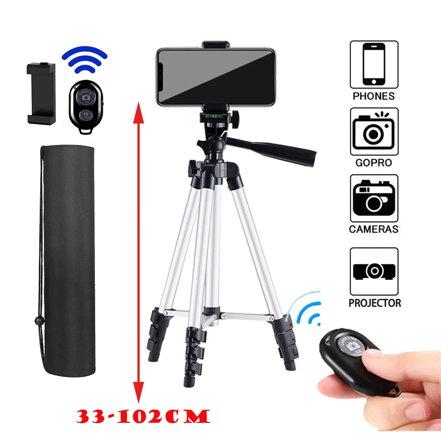 Tripod for Phone & Camera – Video Recording, Bluetooth Remote, Universal Camera & Smartphone Holder for Photography & Vlogging