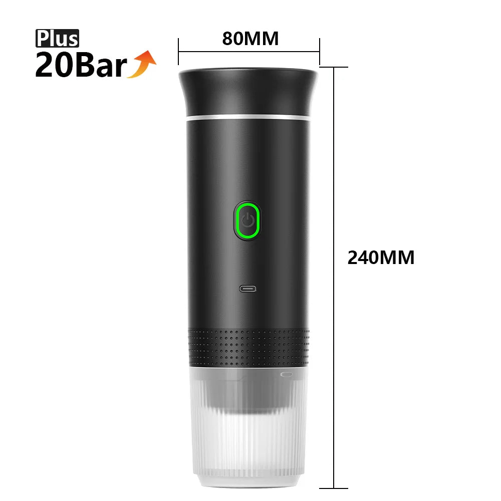 Wireless Portable Espresso Machine – 3-in-1 Coffee Maker for Car, Home & Camping, Compatible with Capsules & Powder