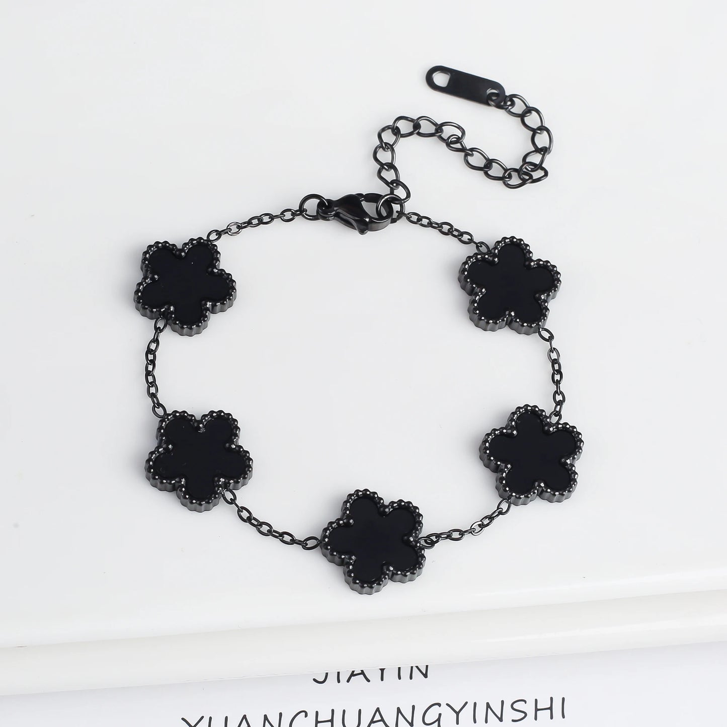 Classic Luxury Stainless Steel Bracelet β Adjustable Five-Flower Clover Design for Women, Fashion Jewelry