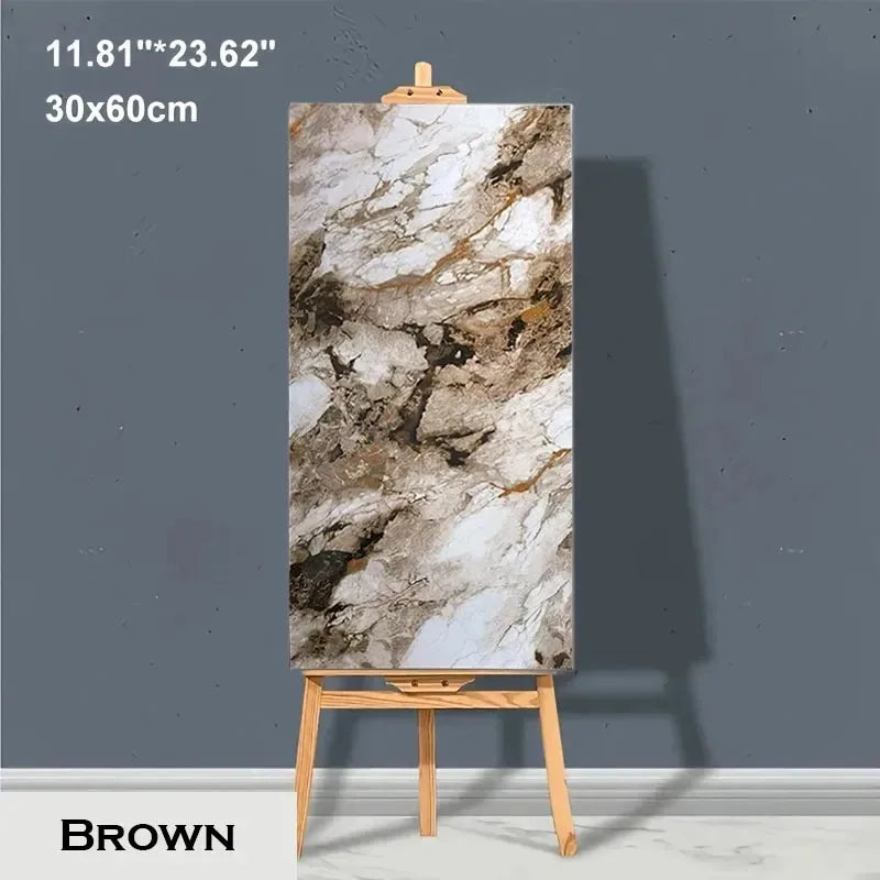 10–20pcs Marble PVC Floor Tiles – 30x60cm Self-Adhesive, Waterproof Peel & Stick Wall Stickers for Kitchen, Bathroom & Home Décor