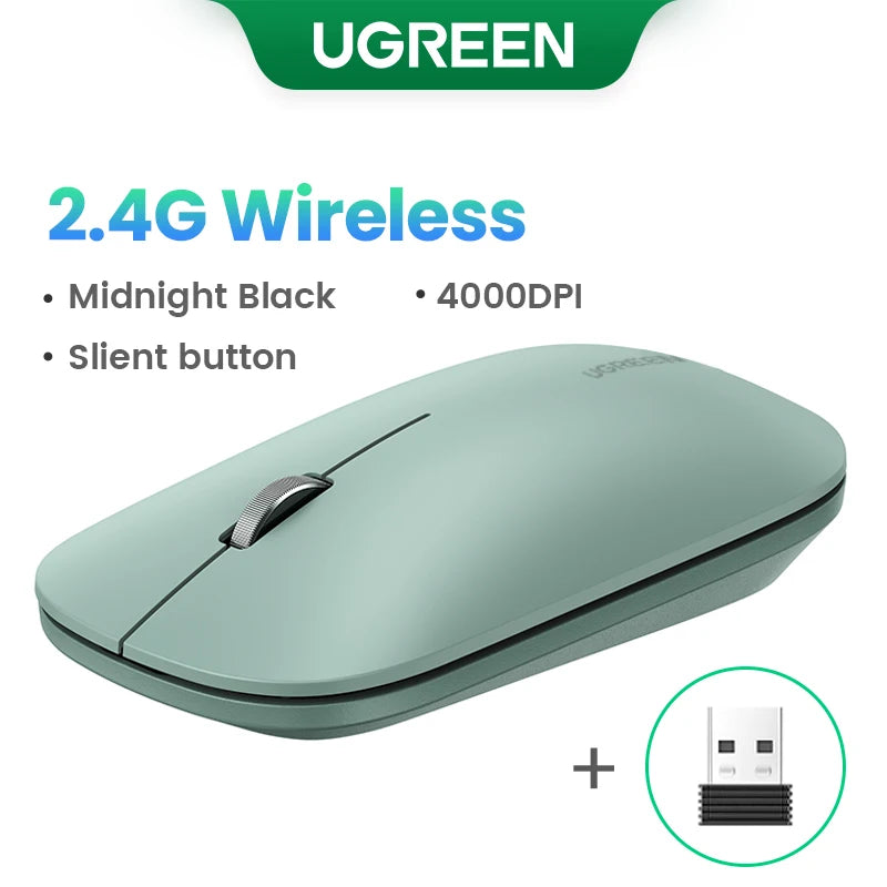 UGREEN Wireless Mouse – 4000 DPI, Silent Click 40dB, 2.4G Mouse for MacBook Pro M1/M2, iPad, Laptop & PC