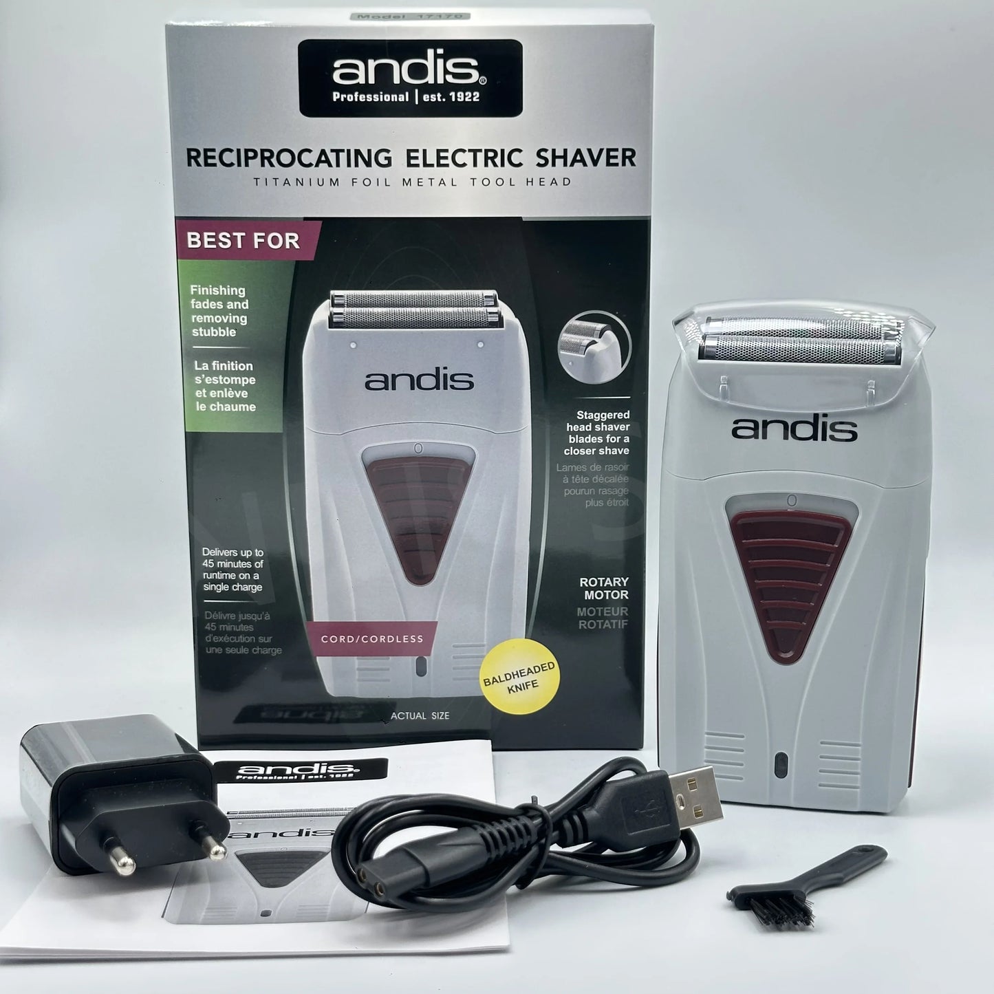 Andis Foil Lithium Titanium Cordless Shaver – Smooth Shaving Razor with Charger for Men, Bald Hair Clipper