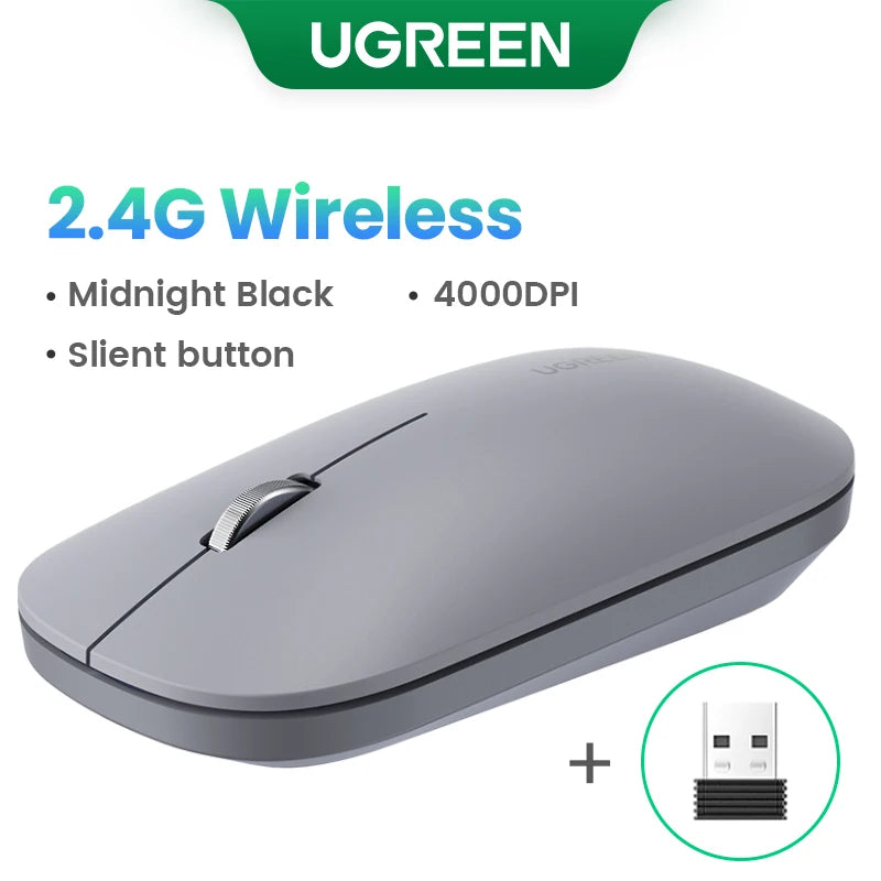 UGREEN Wireless Mouse – 4000 DPI, Silent Click 40dB, 2.4G Mouse for MacBook Pro M1/M2, iPad, Laptop & PC