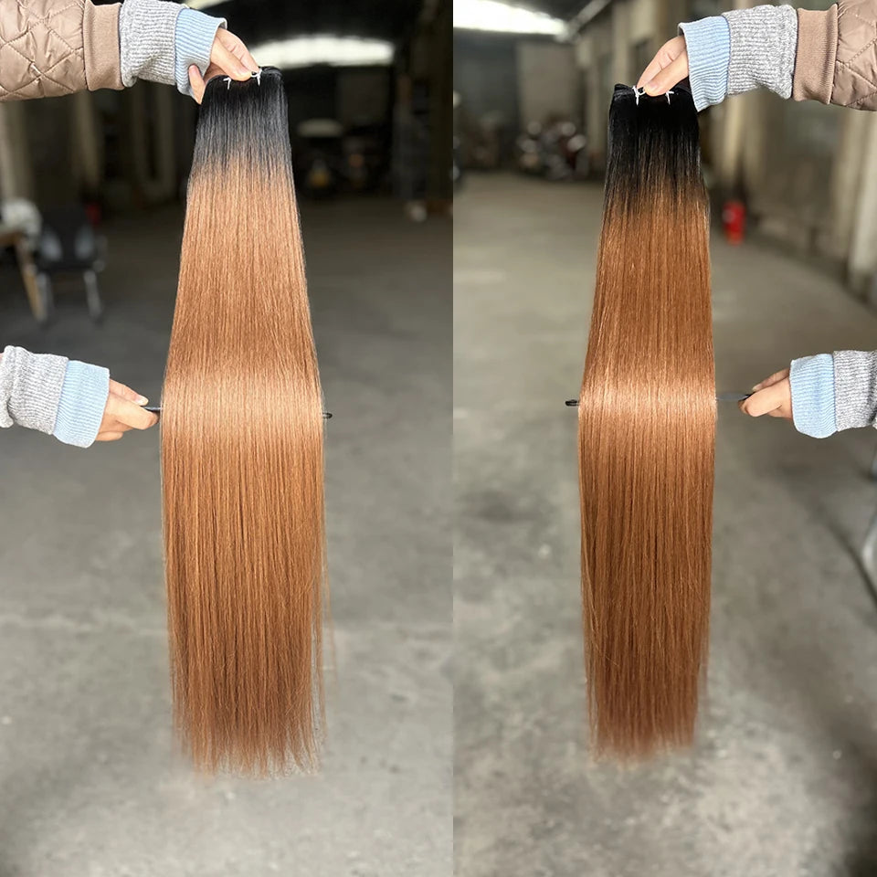 Bone Straight Hair Bundles – Synthetic Yaki Straight Extensions, Full-End Long Ponytail Weaving for Women
