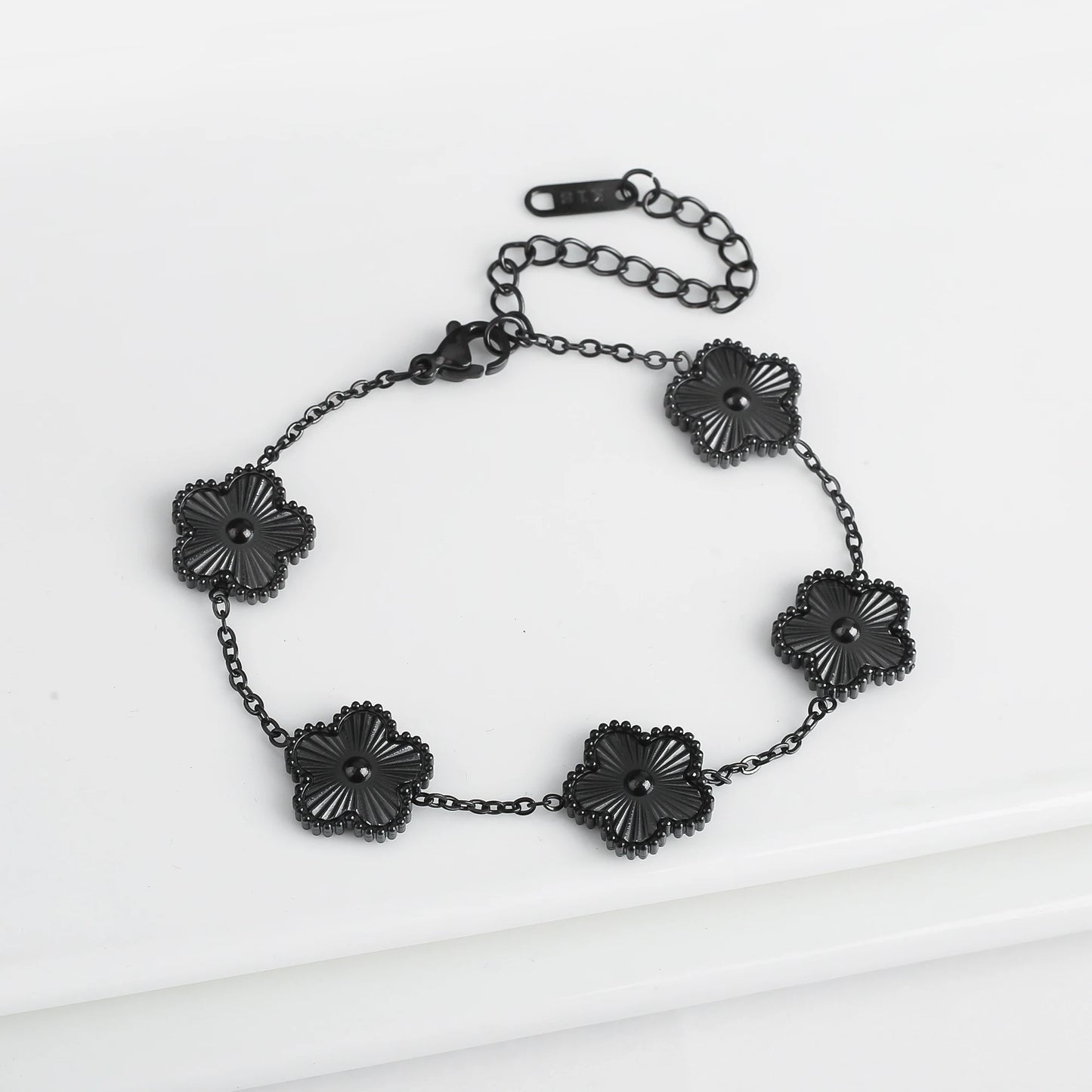 Classic Luxury Stainless Steel Bracelet β Adjustable Five-Flower Clover Design for Women, Fashion Jewelry