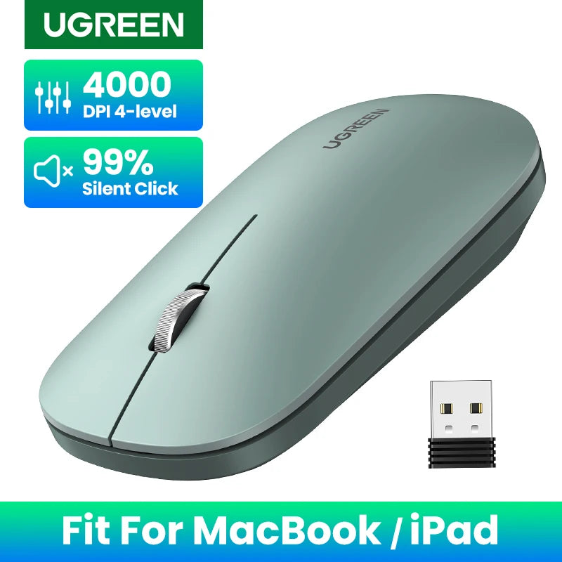 UGREEN Wireless Mouse – 4000 DPI, Silent Click 40dB, 2.4G Mouse for MacBook Pro M1/M2, iPad, Laptop & PC