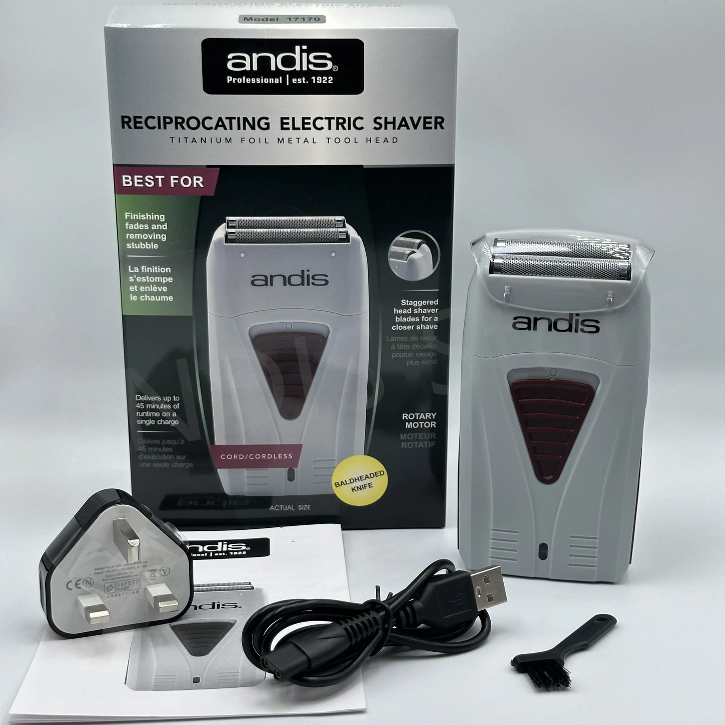 Andis Foil Lithium Titanium Cordless Shaver – Smooth Shaving Razor with Charger for Men, Bald Hair Clipper