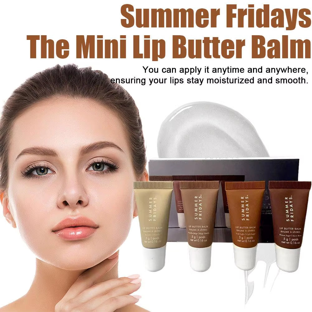 Summer Fridays Vanilla Beige Lip Balm Mini Lip Gloss Set: Moisturizing, Transparent Lip Makeup