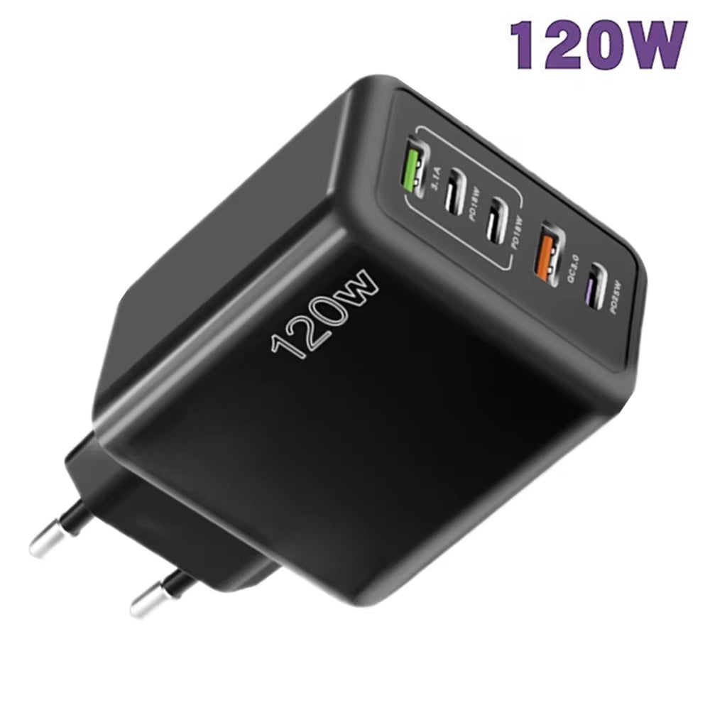 Charging Wall Charger: 5-in-1 2 USB and 3 Type-C Ports for Multiple Devices