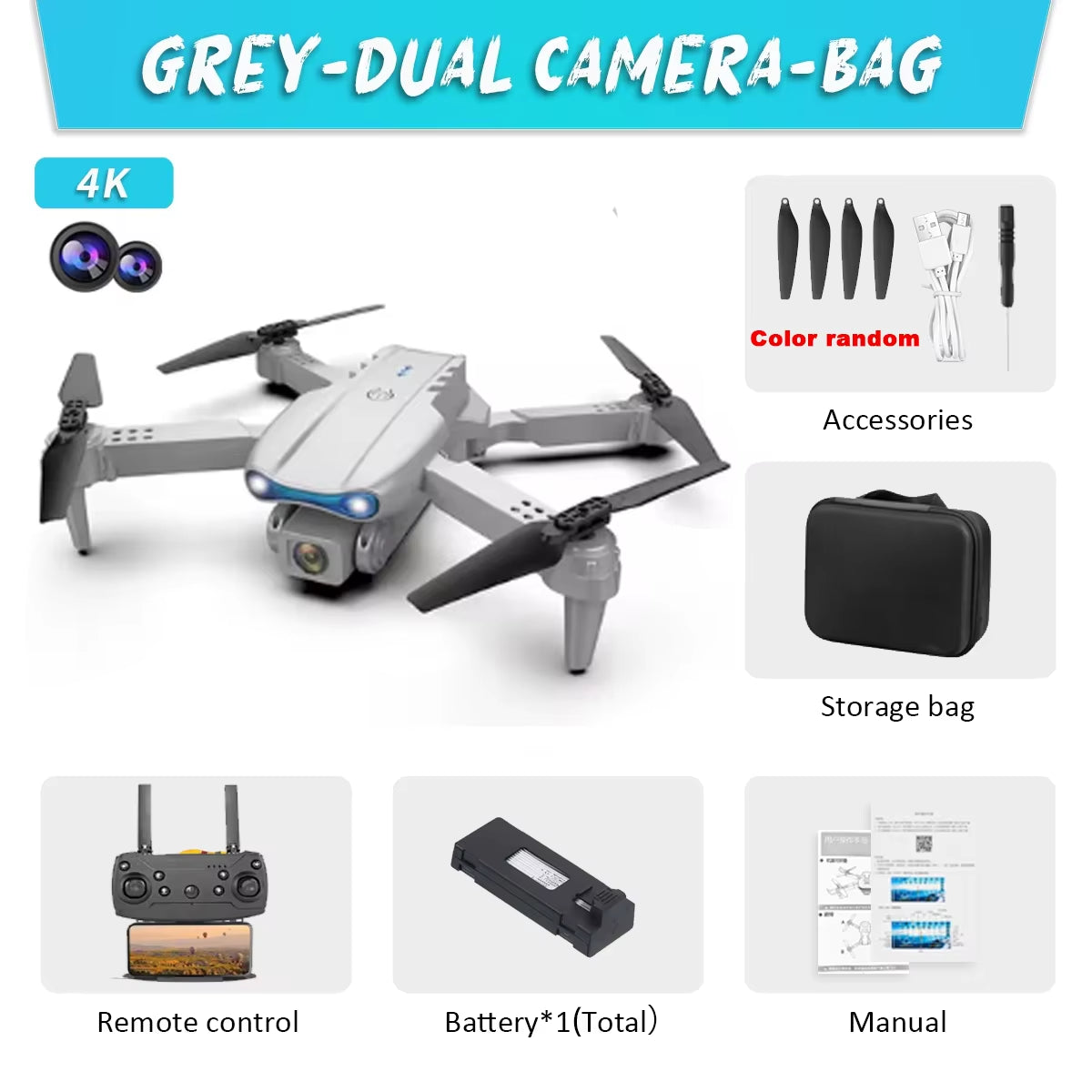 E99 Pro 4K HD Drone – Dual Camera WiFi FPV Quadcopter with Obstacle Avoidance & Aerial Photography