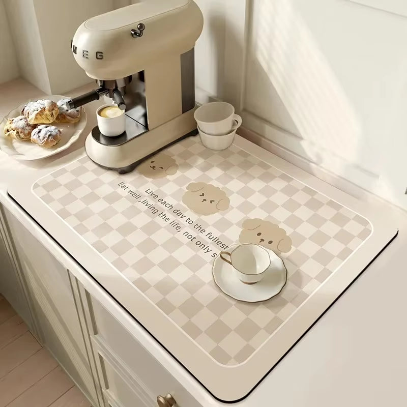 Diatomite Bar Placemat: Quick-Drying, Absorbent, and Non-Slip Dish Drainer Mat for Kitchen Counter