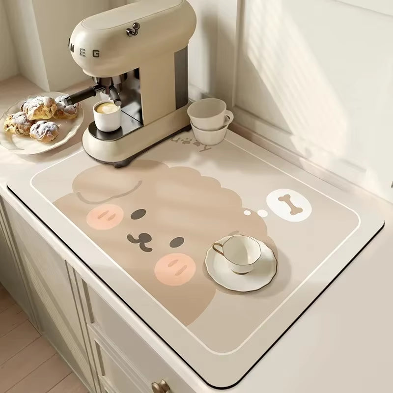 Diatomite Bar Placemat: Quick-Drying, Absorbent, and Non-Slip Dish Drainer Mat for Kitchen Counter