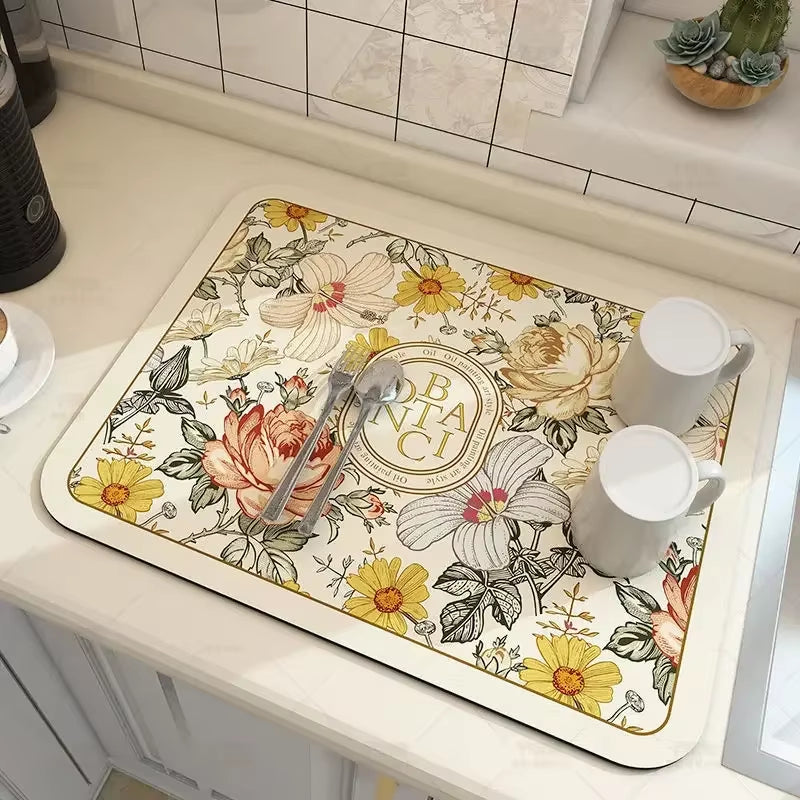 Diatomite Bar Placemat: Quick-Drying, Absorbent, and Non-Slip Dish Drainer Mat for Kitchen Counter
