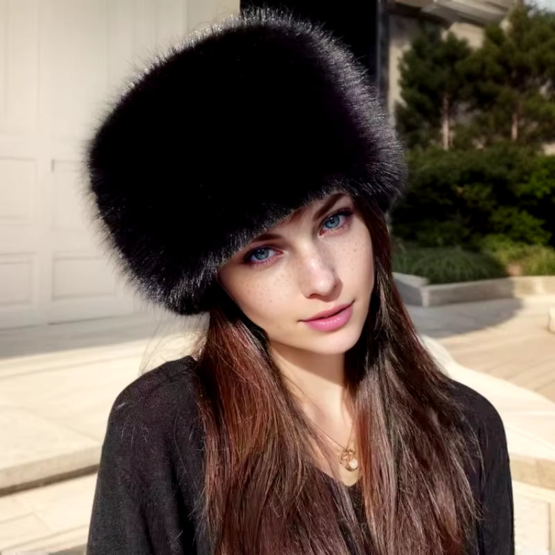 Winter Anti-Mink Women's Fisherman Hat: Simple Solid Color, Thickened Warm Dome Fur Bucket Hat for Women