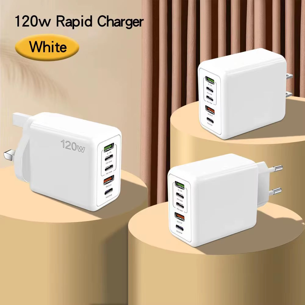 Charging Wall Charger: 5-in-1 2 USB and 3 Type-C Ports for Multiple Devices